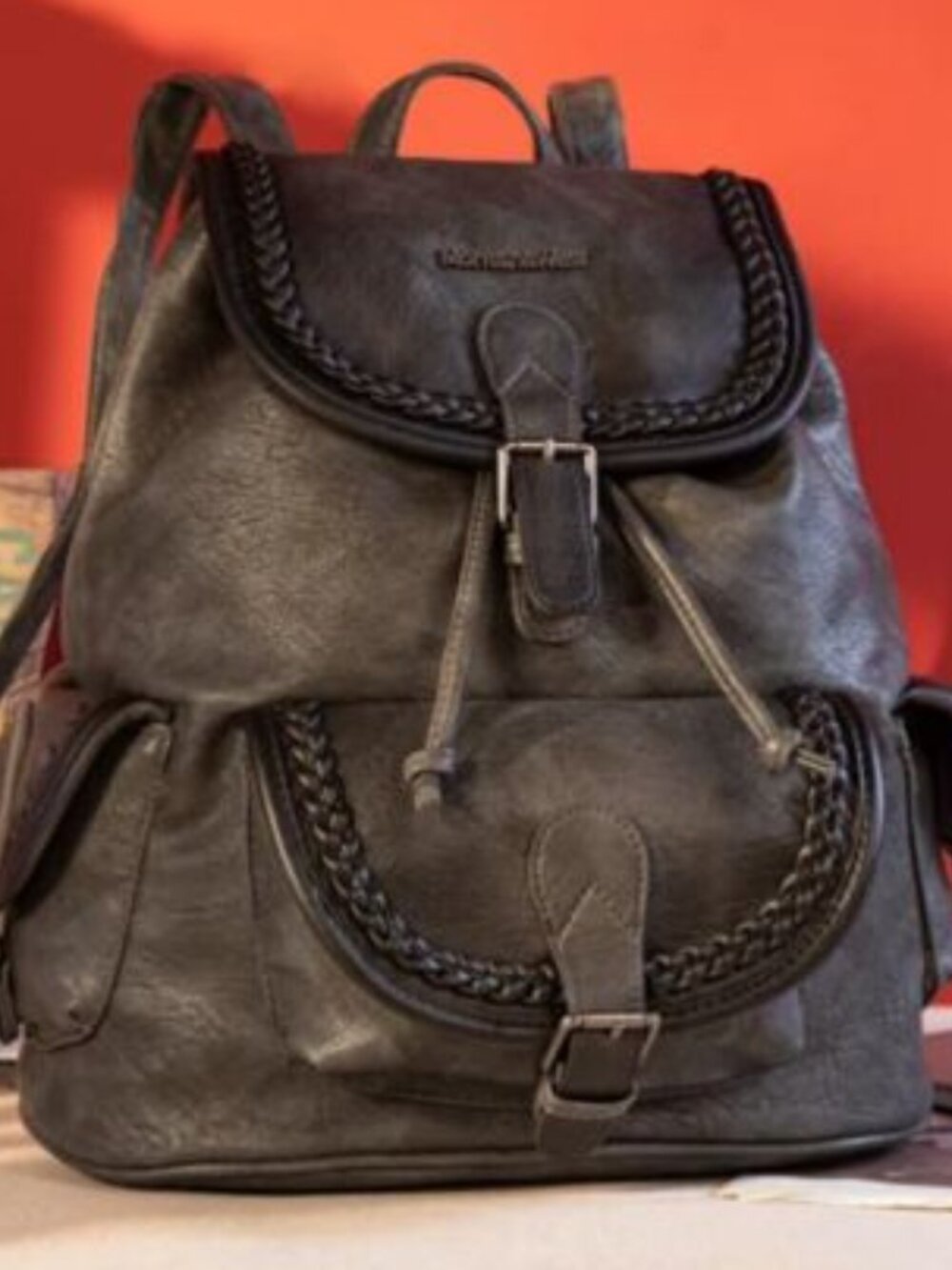 Montana West Stone Wash Backpack, Dark Gray NWT